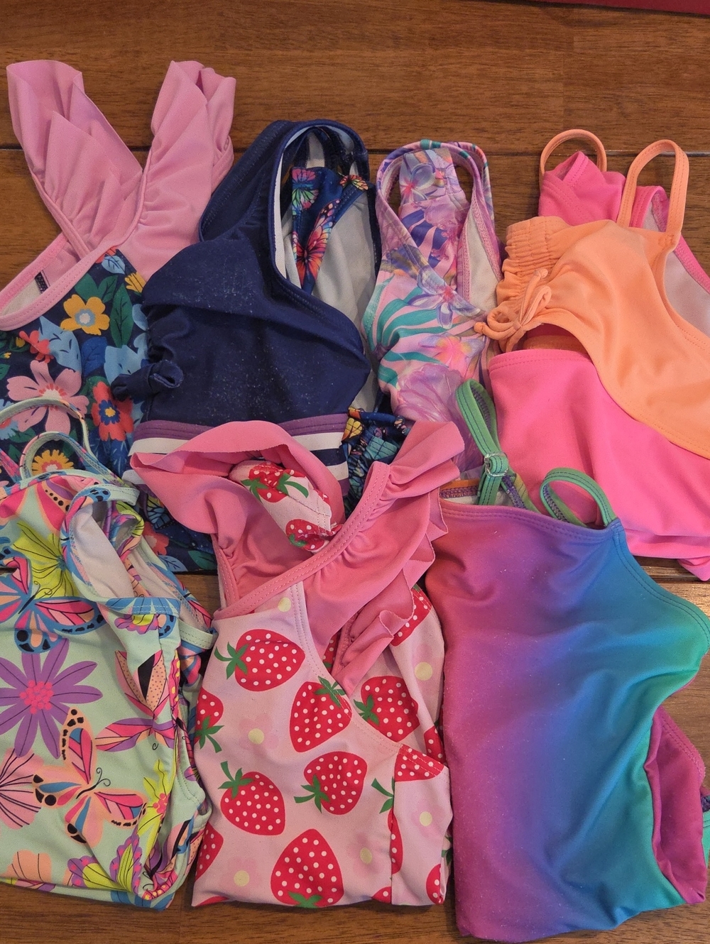 Bundle Of 7- Girls 7/8 One Piece Swimsuits